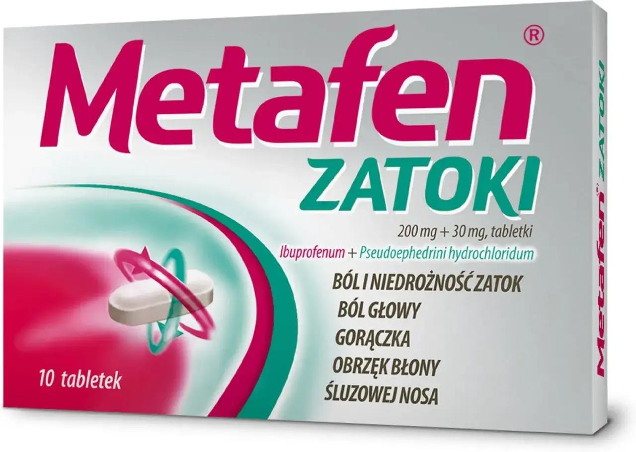 różne opakowania leku Metafen, Metafen Zatoki, Metafen Rozkurczowy, Metafen Dexketoprofen, Metafen Żel