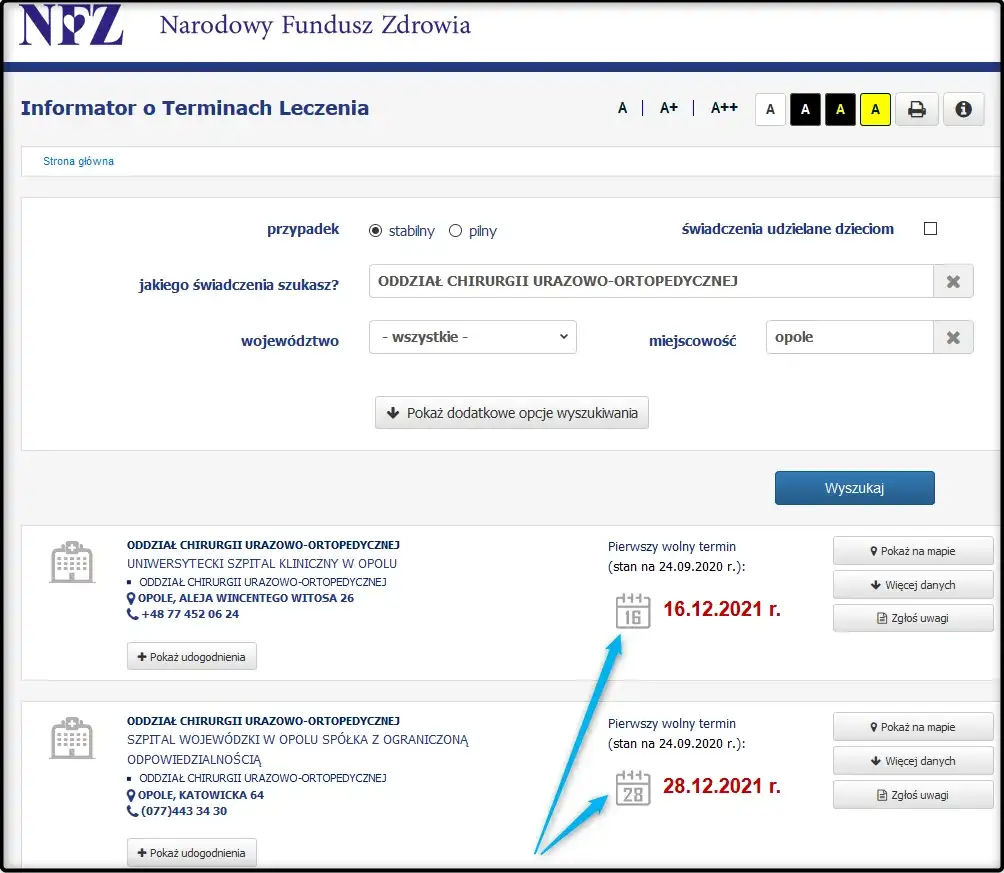 Informator o Terminach Leczenia NFZ screenshot